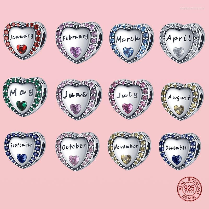 

Charms Real Silver Color Pendent Charm Colorful Birthstone Beads Fit Original Bracelet Jewelry Gift Making For Women