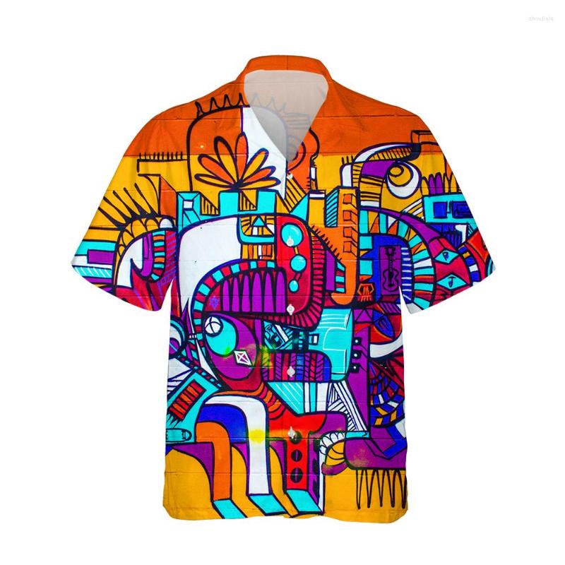 

Men' Casual Shirts Jumeast 3d Harajuku Grunge Graffiti Printed Hawaiian Funny Shirt Men Short Sleeve Mens Fashion Hip Hop Streetwear, 09