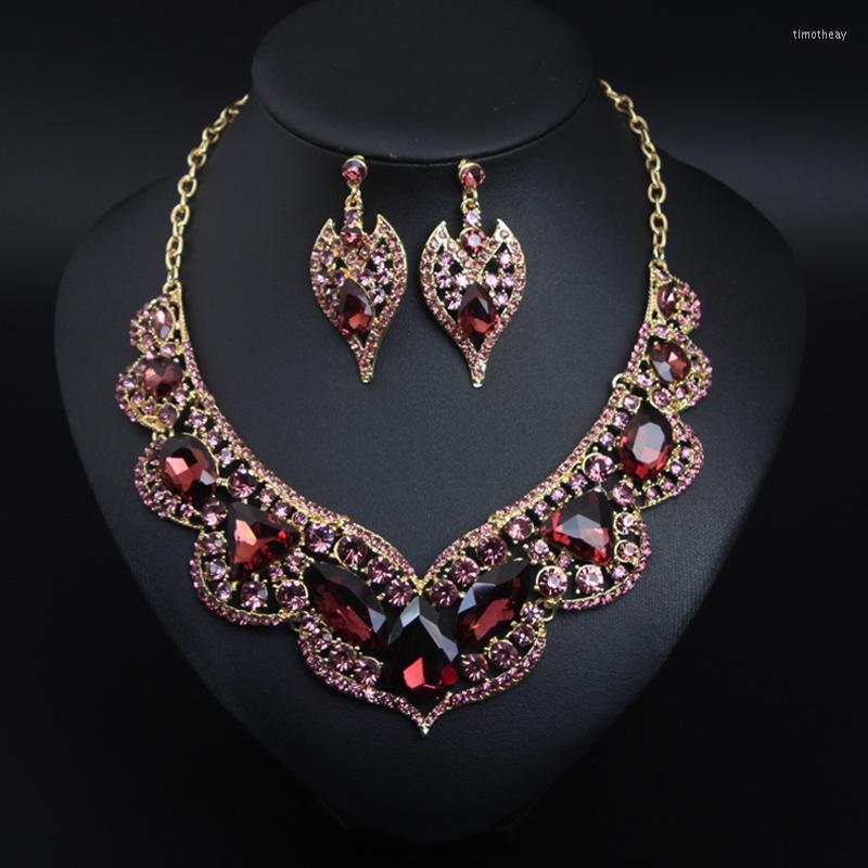 

Necklace Earrings Set XL91 Fashion Luxurious Crystal Women Wedding Jewelry, Picture shown