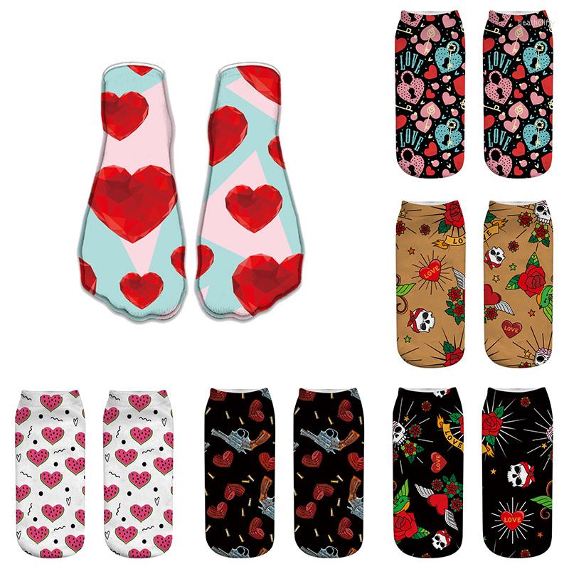 

Men's Socks Short Red Heart Printed Cute College Fresh Female Soft Boat Sock Summer Autumn Man Outdoor Happy, Style20