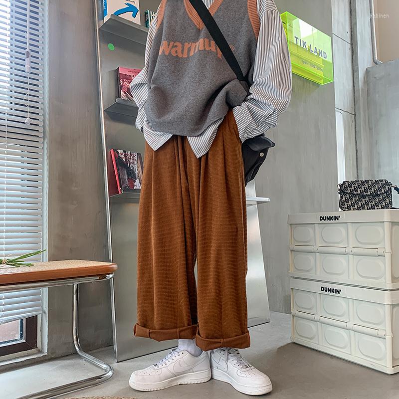 

Men's Pants Spring Plaid Wide Leg Men Fashion Oversized Casual Streetwear Loose Hip Hop Straight Mens Trousers -2XL, Black