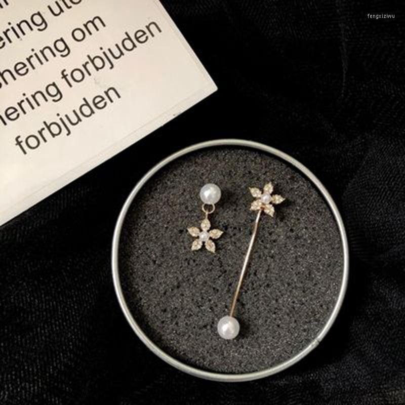 

Dangle Earrings 2Pairs 925 Sterling Silver Pin Long Tassel Flower Asymmetrical Personality Temperament Drop Female Jewelry