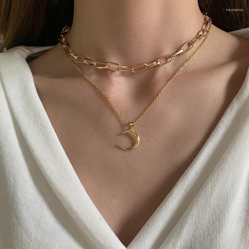 

Chains Arrival Trendy Moon Pandant Necklace Ins Korean Clavicle Chain Gold Necklaces For Women 2022 Trend Fashion Luxury Jewelry