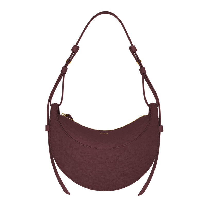 

Polene Numero Dix Half-Moon bag Full-Grain Textured/Smooth Calf Leather Tote Designer Zip Closure Crossbody Fashion Women Hobo Han, Beige smooth small
