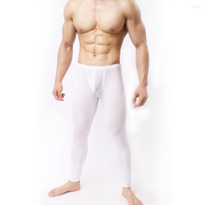 

Men' Sleepwear Men' Ultrathin Fad Nylon Sleep Bottoms Casual Interest Closefitting Comfortable Pyjama Trousers U Convex Pouch Erotic, Black