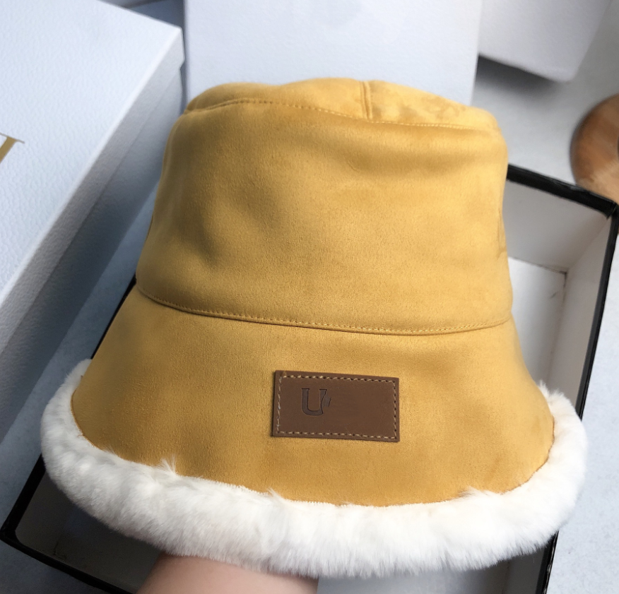 

Quality New Mink Plush Thickened Bucket Hat Suede Leather Bucket Hat Fashion Korean Style Casual Hat, Aspic