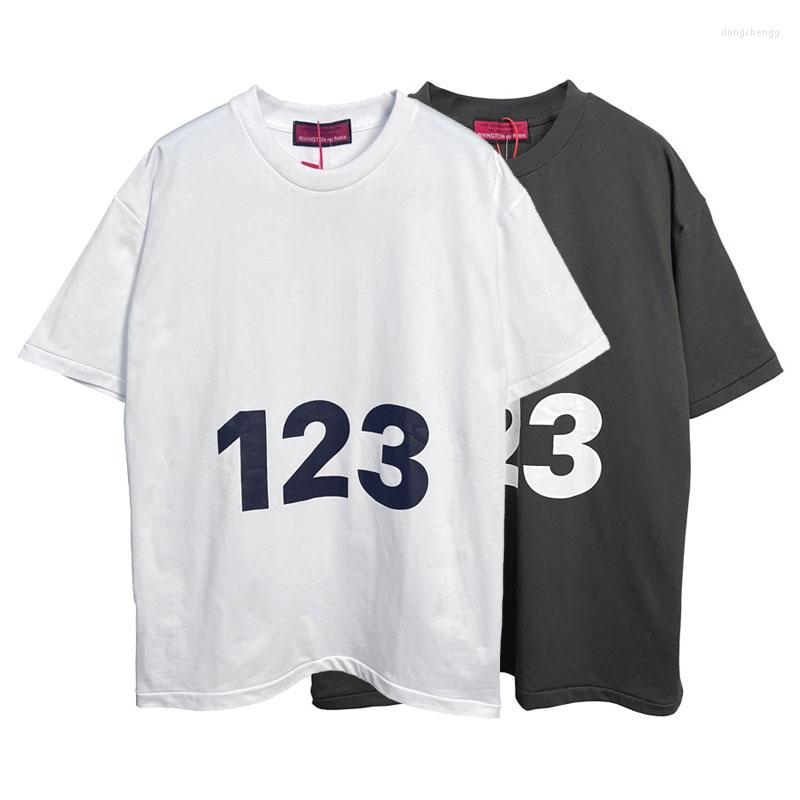 

Men's T Shirts Hip Hop Big 123 Print Mens Summer Tshirts Short Sleeve Retro Crew Neck Oversized Cotton Casual Couple Top Tees, Gray