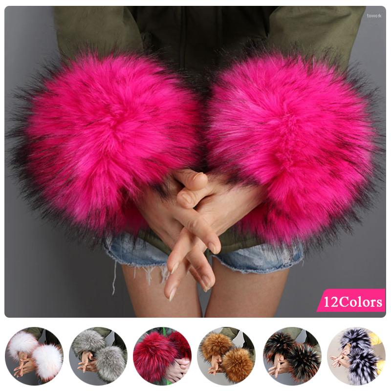 

Knee Pads 2pcs Pair Natural Fluffy Fur Cuffs Sleeve Faux Cuff Bracelet High Quality Wristband Headpiece Clothes Accessories 2022, Light black