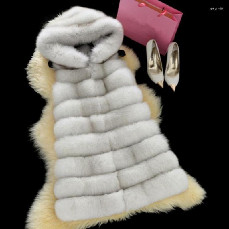 

Women' Vests Fashionable Longer Artificial Vest Hooded Women' Slim X-Long Fluffy Fake Coat Jacket Winter