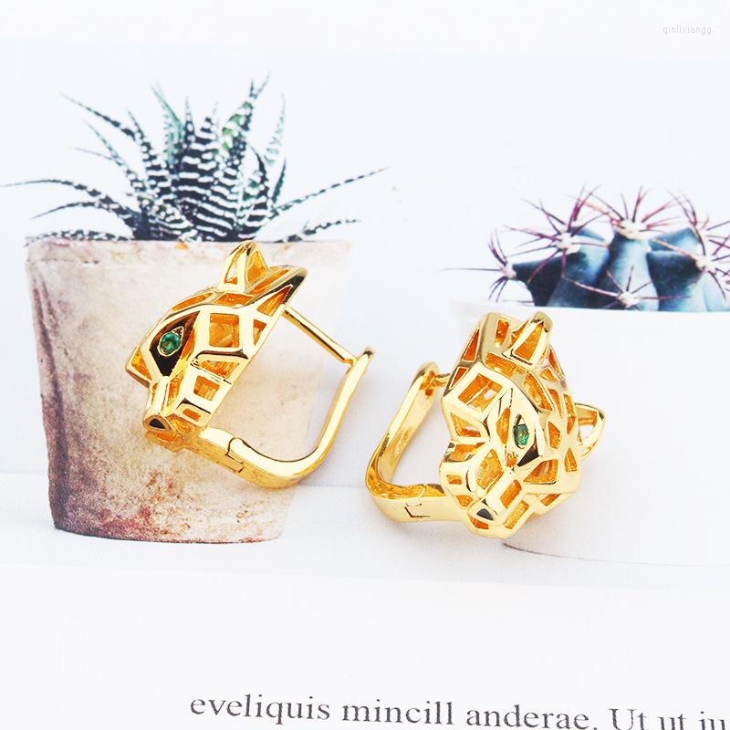 

Backs Earrings Leopard Head Hanging Clip Paved Cubic Zirconia Stone Animal Panther For Women Party Jewelry 2022 Trend Wholesale