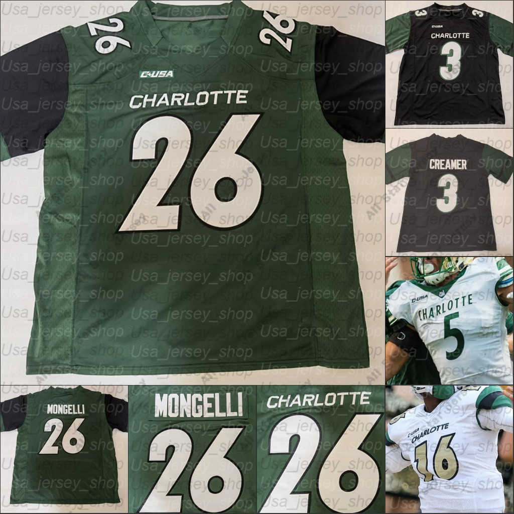 

American College Football Wear Custom Charlotte College Football Jerseys Chris Reynolds Benny LeMay Victor Tucker Cameron Dollar Alex Highsmith Markees Watts, Green