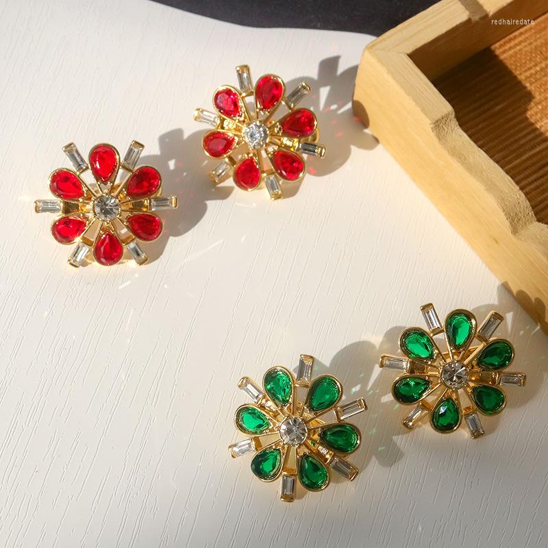 

Backs Earrings Spring And Summer Colorful Ear Clip Women Transparent Gem Flowers Inlaid Temperament
