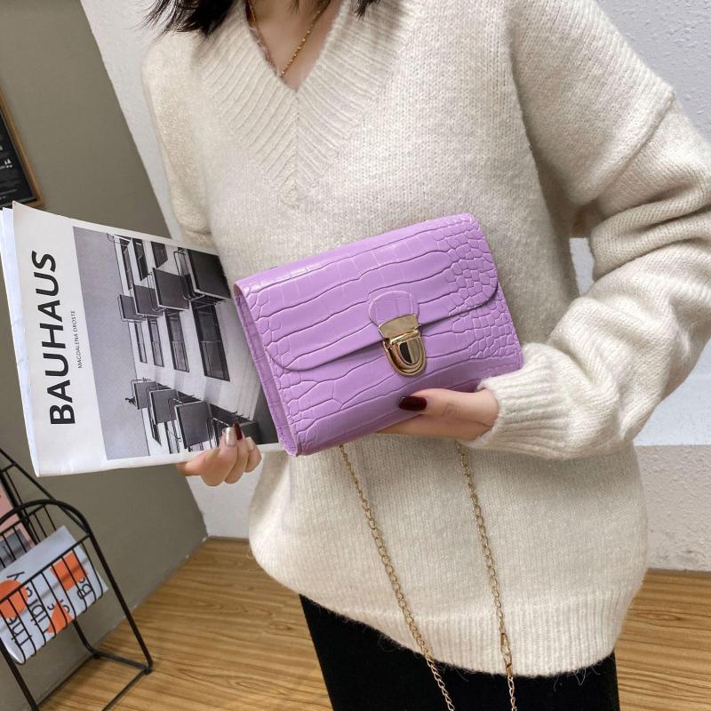 

Evening Bags Luxury Leather Handbag Women Designer Shoulder Alligator Pattern Crossbody Bag For Female Fashion Ladies Messenger, Purple