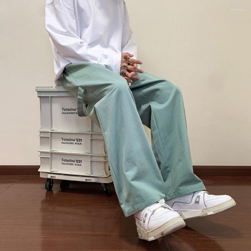 

Men's Pants Summer Cotton Casual Men Fashion 3-color Oversized Wide-leg Korean Loose Straight Mens Trousers S-4XL, Black