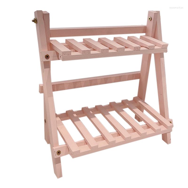 

Jewelry Pouches Wooden Double Layer Kitchen Shelf Home Storage Organization Table Room Accessories Bathroom Spice Rack Holder Pink