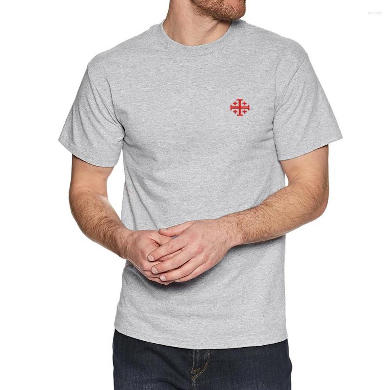 

Men' T Shirts Mens Jesus Christian Cross God Embroidered T-shirt Embroidery, Grey