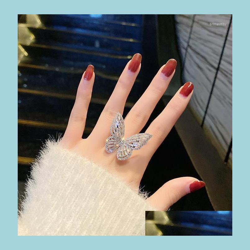 

Cluster Rings Cluster Rings Korean Design Fashion Jewelry Luxury Copper Inlaid Pink Zircon Ring Exaggerated Butterfly Prom Open For Dhyc3