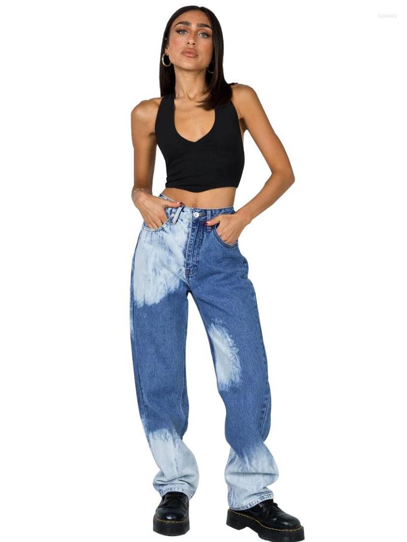 

Women' Pants 2022 Waist Trousers Hand-milled White Washed Ordinary Blue Jeans