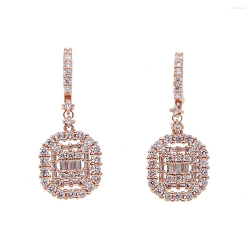 

Dangle Earrings 2022 Big Shiny Zirconia Earring Fashion Women/Girl's Gold Color White Clear CZ Jewelry