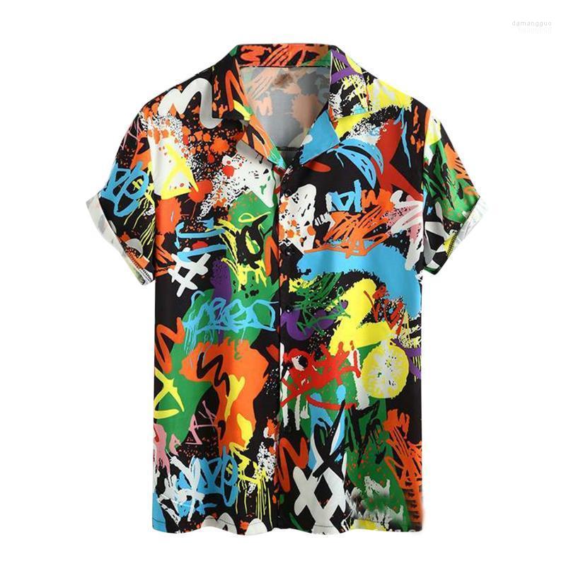

Men's Casual Shirts Men's Men Summer Hawaiian Shirt Fashion Retro Lapel Print Short Sleeve Top Blouse Brand Chemise Homme, Picture shown
