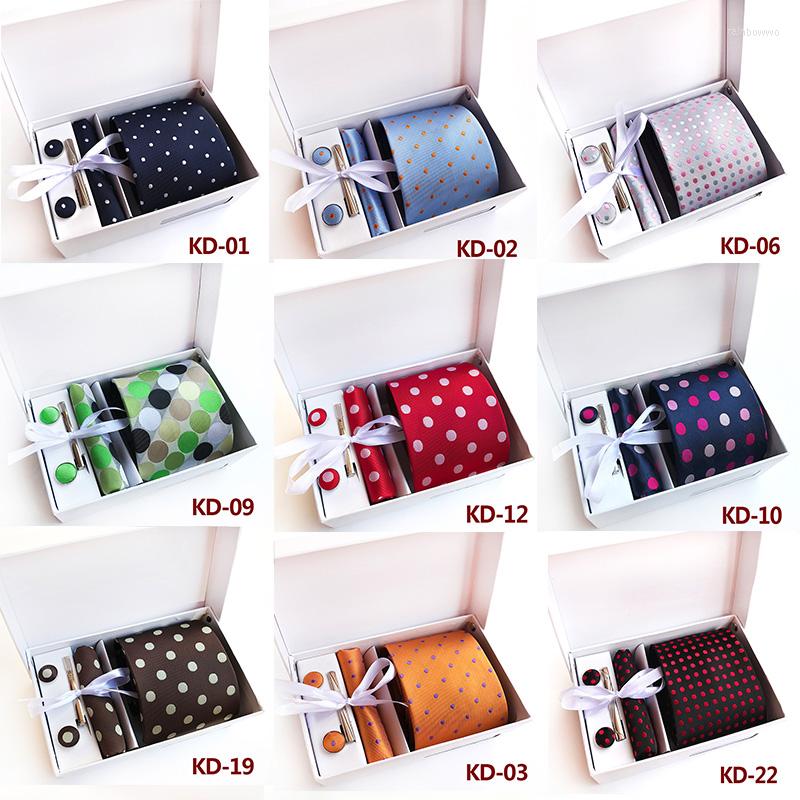 

Bow Ties Luxury 24 Colors Mans Polka Dot Spot Tie Hanky Cufflinks Clip Set Gift For Man Business Dress Wedding Party