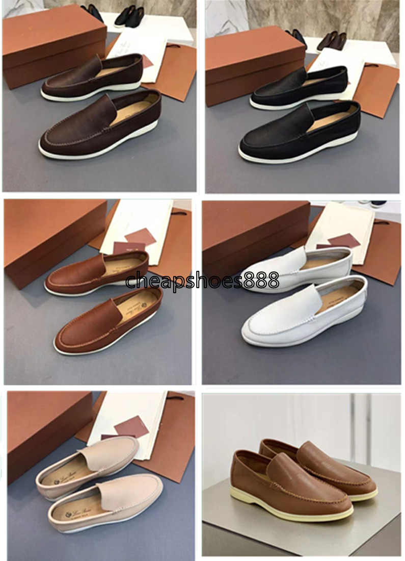 

Newst Loro piana Luxury Designer Shoes Charms Embellished Walk Suede Loafers Couple Genuine Mens Leather Casual slip on flats for Men Sports Dress shoe 36-46