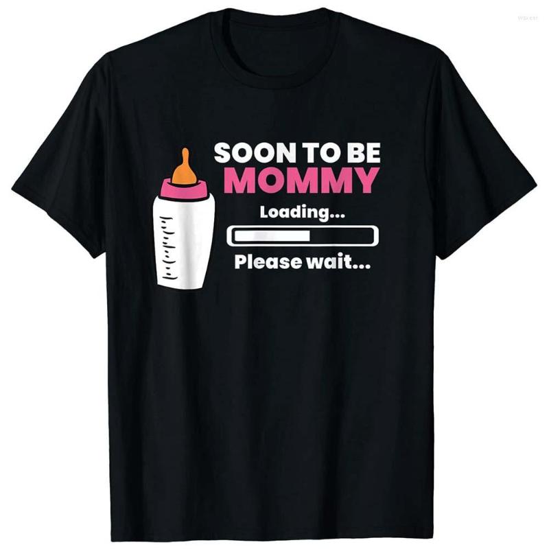 

Men's T Shirts Future Mommy Arrival Print Bottoming Shirt, Black