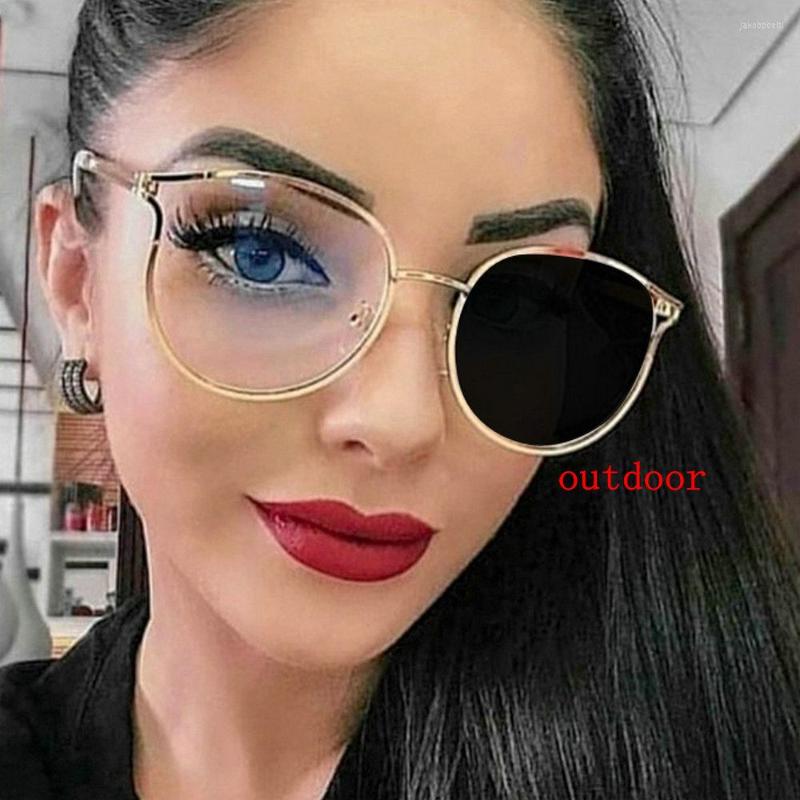 

Sunglasses Women's Fashion Designer Round Pochromic Eyeglasses Frames Female Reading Glasses Women Anti-fatigue With Diopter Glasse NX