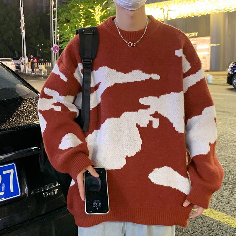 

Men's Sweaters 2022 Men's Autumn And Winter Loose Jacquard Thick Sweater, Black