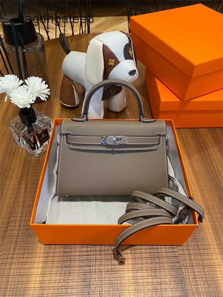 

Bag Kellsbag Designer Cowhide Hermee Mini Second Generation 2022 Fashion Women's Single Shoulder Crossbody Handbag Bags L58s, China red silver button