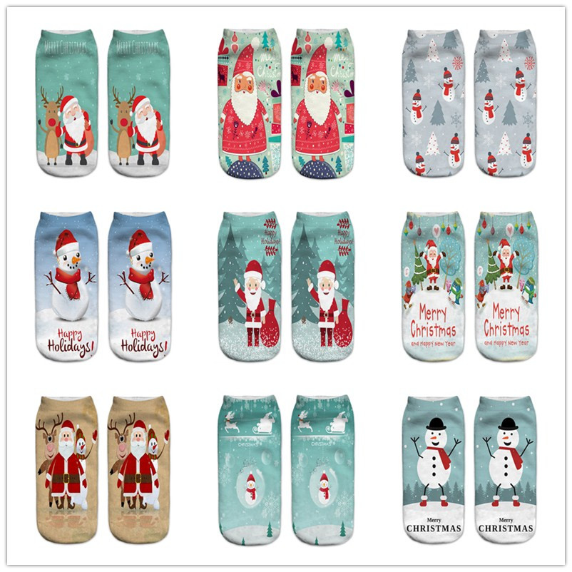 

Socks New 3D Printing Christmas Funny Men Cartoon Elk Snowman Santa Cat Sokken Unisex Kitten Short Ankle Xmas Family Sox Drop Deliver Smtsw, As details