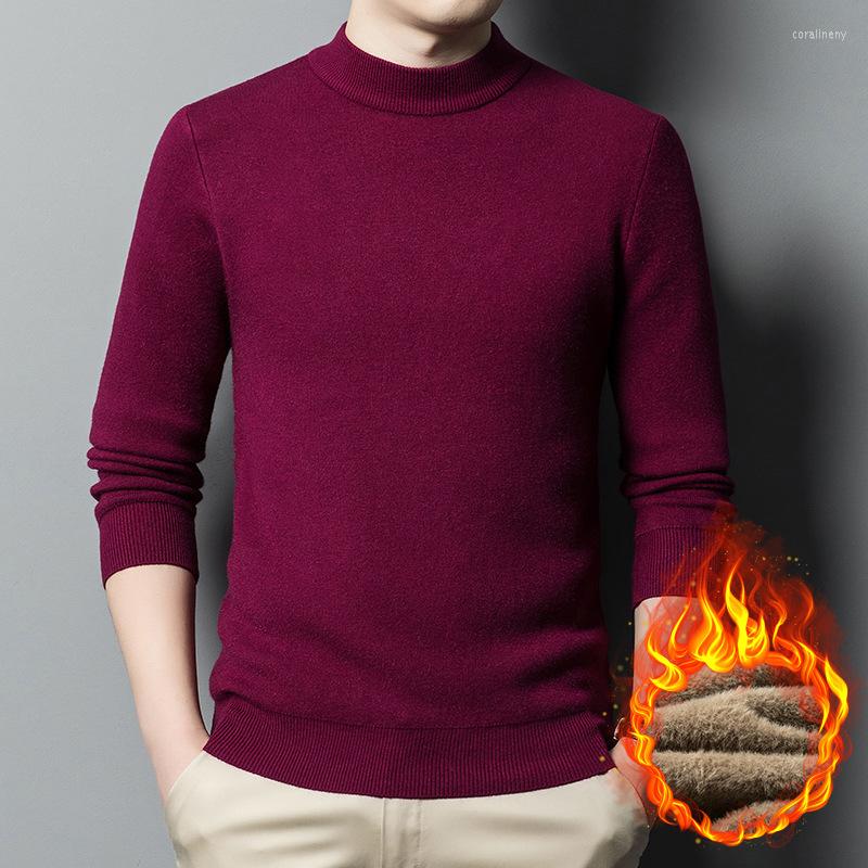 

Men's Sweaters Autumn Winter Fleece Sweater Men Mock Neck Solid Color Slim Fit Knitted Top Keep Warm Windbreaker Pullover -4XL, Black