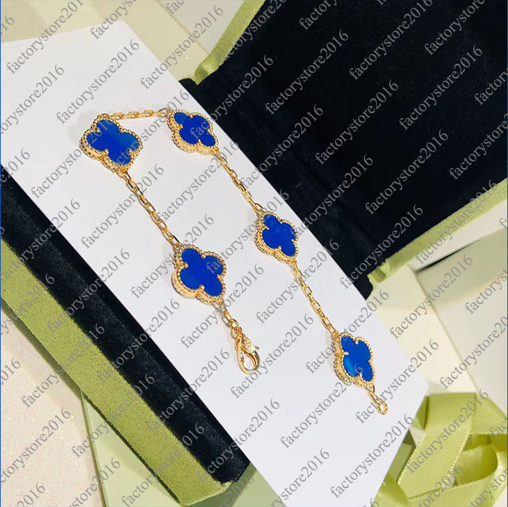 

Luxury Clover Designer Charm Bracelets 4 Four Leaf Elegant Fashion 18K Gold Agate Shell Mother of Pearl Women Girls Couple Holiday Birt339SR36S