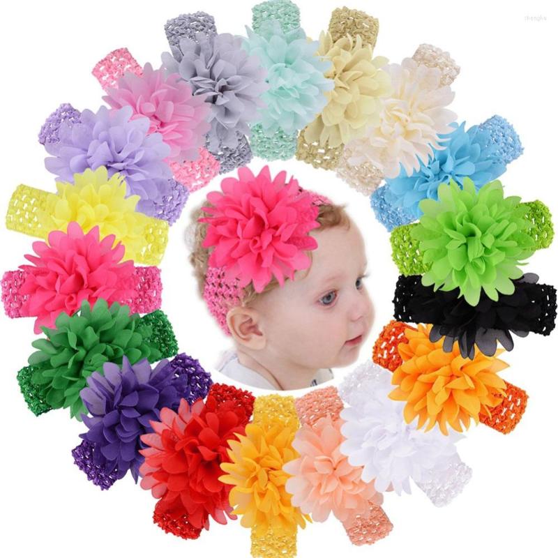 

Hair Accessories 1 Pcs Baby Girls Headbands Chiffon Flower Soft Strecth Band For Borns Infants Toddlers 922, 10