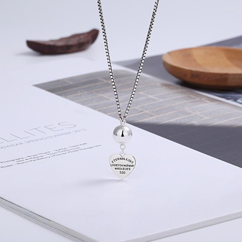 

Chains 925 Sterling Silver Retro Love Pandant Necklace Ins Korean Necklaces For Women Hip Hop Clavicle Chain Fashion Jewelry Gift