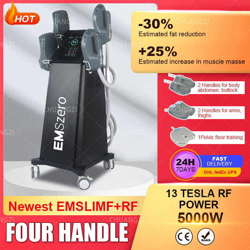 DLS-EMSLIM Nova 13 Tesla 5000W Haute Puissance 4 RF Poignées Hi-emt Body Sculpt Electromagnetic Muscle Stimulate Emszero Minceur Machine Disponib