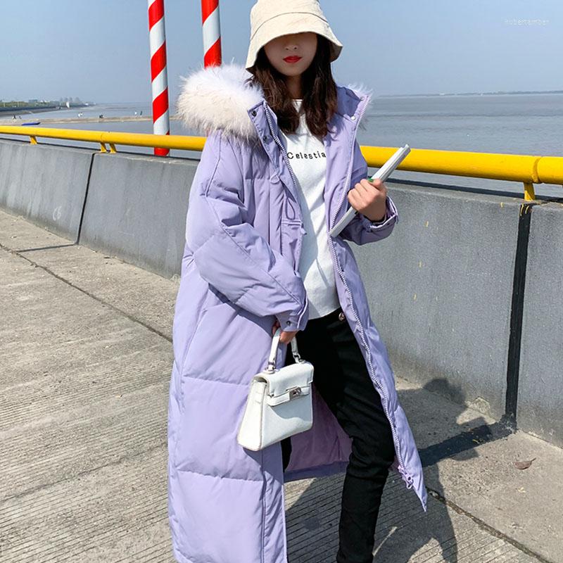 

Women' Down 2022 Ladies Winter Bread Clothing Fur Hooded Padded Warm Cotton Jacket Women Large Size Loose Long Overcoat Female G297, Beige