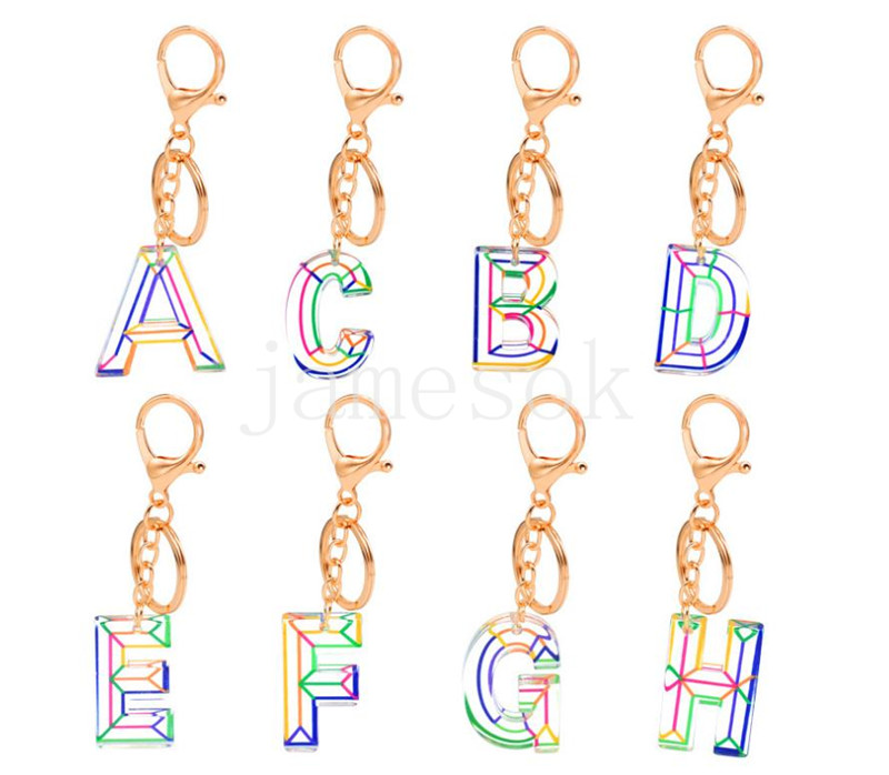 Lettre initiale porte-clés faveur acrylique porte-clés de voiture porte-anneaux femmes chaînes accessoires mode personnalisé Alphabet sac breloqu