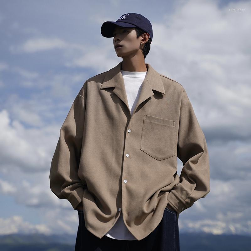 

Men's Casual Shirts LICHENGRUI Men Korean Fashion White Long Sleeve 2023 Mens Japanese Retro Blouses Harajuku Oversized Shirt Male, Single pocket black