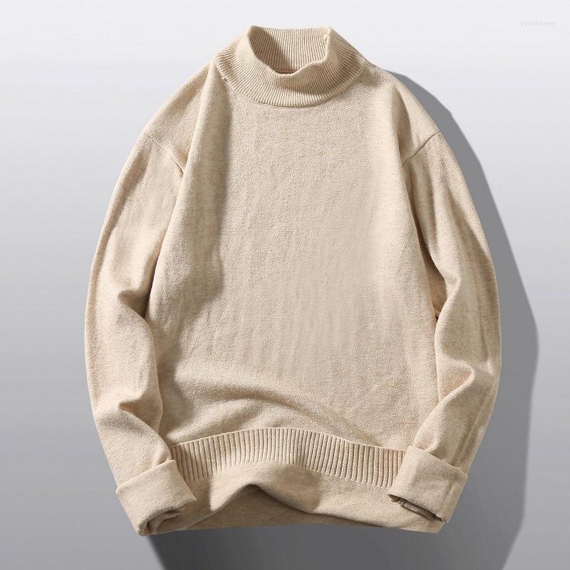 

Men's Sweaters 2022 Men's Knitwear Autumn Winter European And American Semi-high Collar Solid Color Sweater Men, Black