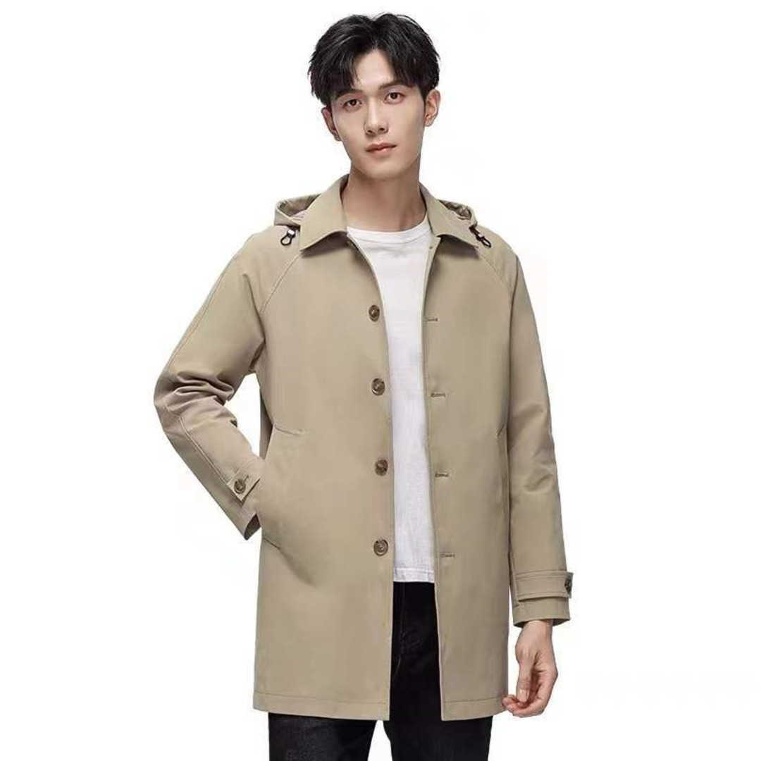 

Bb mens trench coats burb designer hooded jacket long windbreaker men casual business cardigan coats tb jackets, Khaki