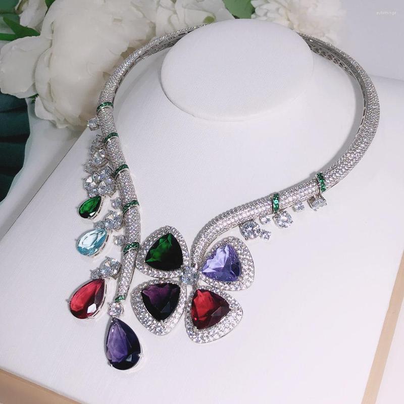 

Choker Fashion Luxury Women's Necklace Lucky Clover Prom Party High Quality Shining Brand Jewelry Water Drop Classic Hit