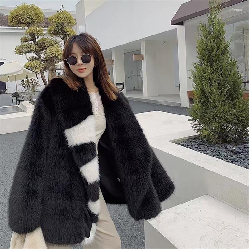 

Women' Fur Winter 2022 Black Medium Length Faux Coat For Women C653