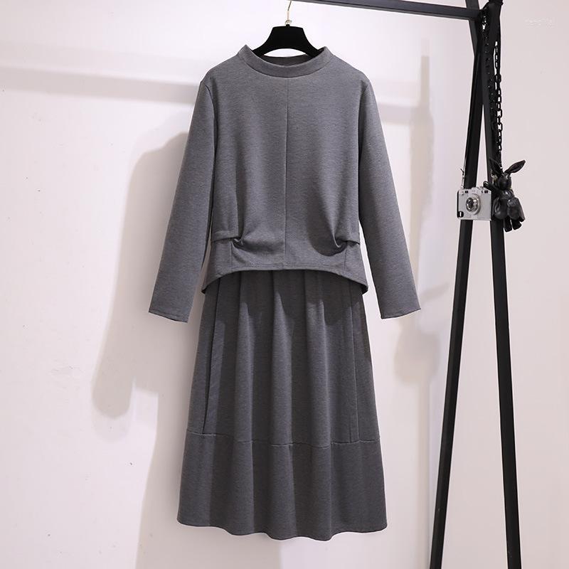 

Tracksuits 150Kg Plus Size Women's Autumn Age-reducing Slim Top Skirt Casual Suit Bust 153cm  6XL 7XL 8XL 9XL Fashion Long-sleeved, Black