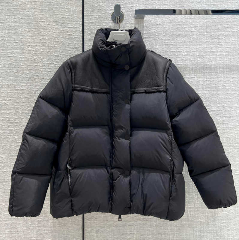 

Puffer Coat Womens Down Parkas Leather Stitching Collar Profile Winter Coats Short Pocket Zipper Open Jacket Comfortable Light Joker Women Apparel 1970, 15