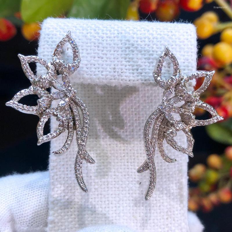 

Dangle Earrings Siscathy Noble And Elegant Cubic Zircon Flower Hanging Women Wedding Party Anniversary Jewelry Valentine's Day Gift