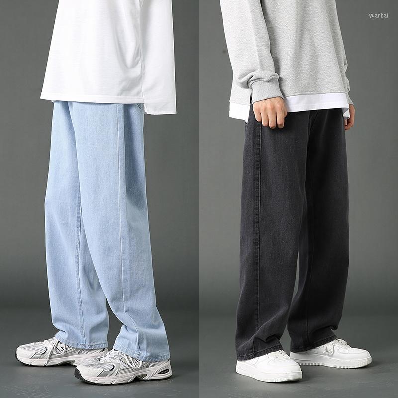 

Men' Jeans Cotton Blue/Black Men' Fashion Casual Wide-leg Men Streetwear Loose Hip-hop Straight Denim Trousers Mens -2XL