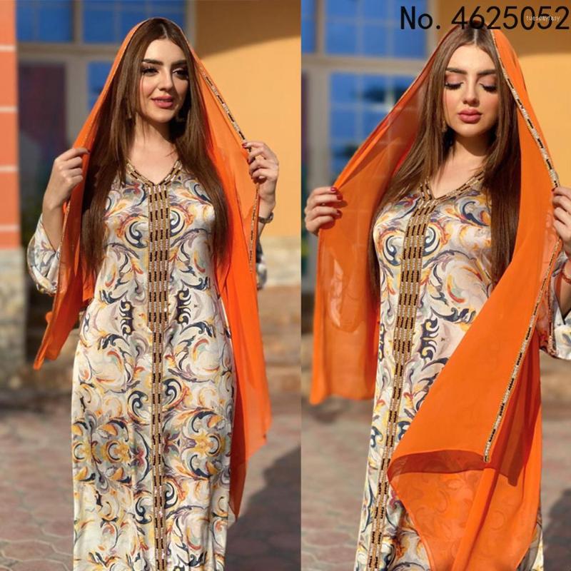 

Ethnic Clothing DressHijab Dress Turkey Arabic Dubai Muslim Abaya Kaftan Moroccan Flowers Print Boho Long Dresses Djellaba Femme Robe