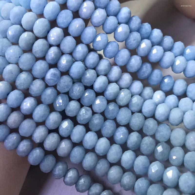

Beads AQUAMARINE BLUE Roundelle Faceted 7/8/10mm Loose Nature For Making Jewelry Necklace 14inch FPPJ Wholesale