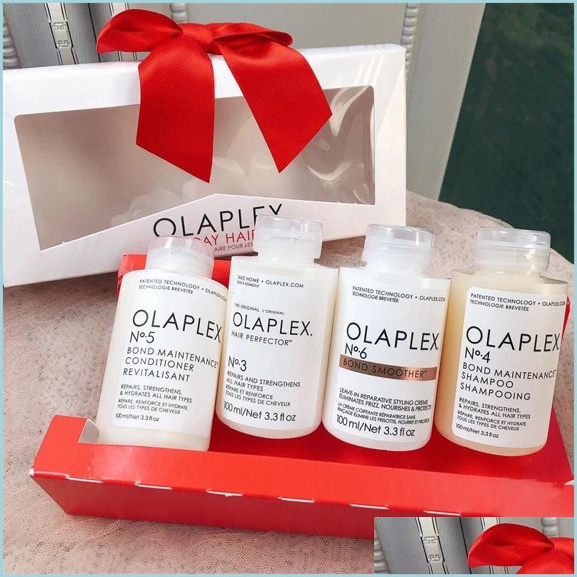 

Shampoo Conditioner Top Selling 4Pcs Set Olaplex Shampoo Holiday Hair Fix Repair Dry Frizz No 3 4 5 6 Bond Perfector Stand Alone Pro Dhdmj